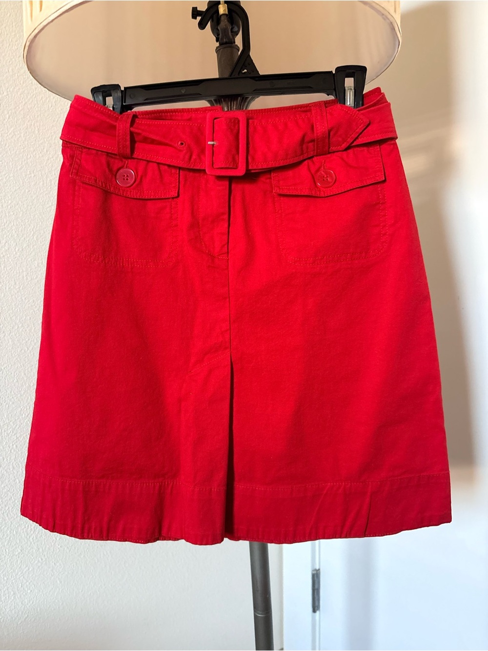 H&M Vibrant Red Belted Utility Mini Skirt w/ Pockets - Size 4 / EUR 34